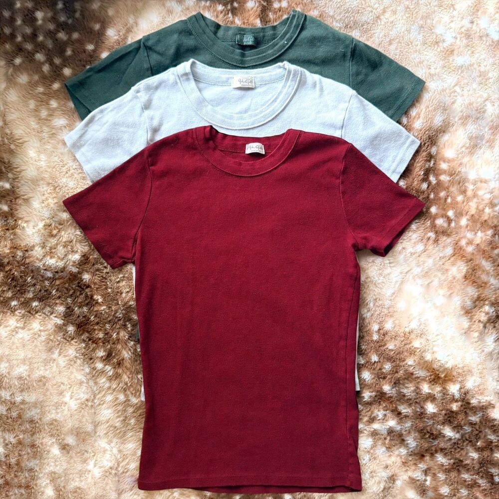 3 john Galt Brandy Melville burgundy green blue baby tee bundle crop one size